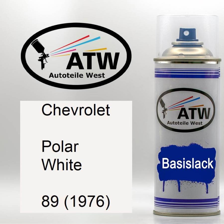 Chevrolet, Polar White, 89 (1976): 400ml Sprühdose, von ATW Autoteile West.